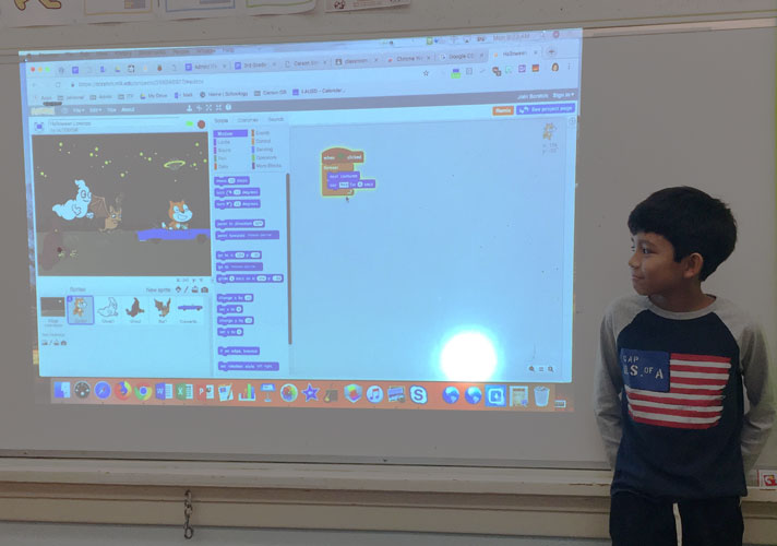 Carson Student Presenting his Code Carson Student Presenting his Code